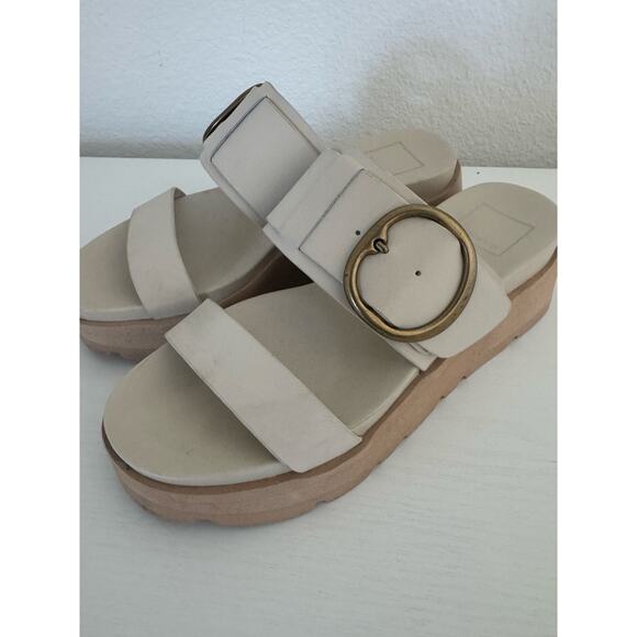 Dolce Vita Womens Dex Sandals Ivory Leather Platform Buckle Shoes Size 7 - Picture 3 of 8